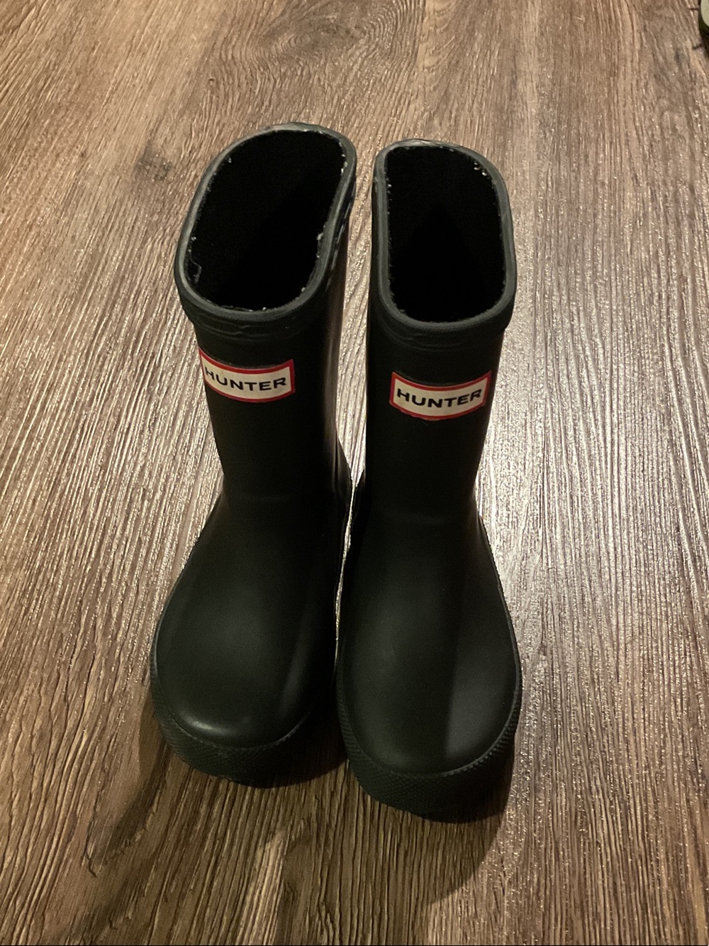 Hunter Kids Black Logo Rain Boots